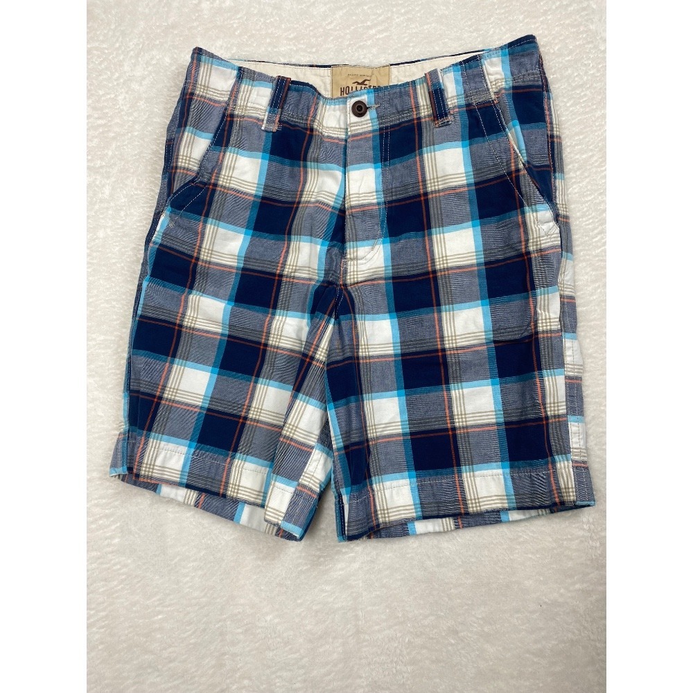 Hollister Plaid Shorts Preppy Men's Casual Blue White Size 32